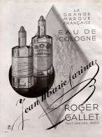 Delcampe - Publicité Papier  PARFUM EAU DE COLOGNE ROGER & GALLET Année 1931 FEA - Werbung