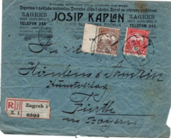 Delcampe - UNGARN R-Brief ZAGREB - FÜRTH Mit MiNr 114+117 SR + Abgefallene Marke ? NOV 1915 - Briefe U. Dokumente