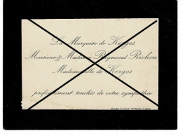 Delcampe - Ref. 45 - Carte :  Carte Remerciements , La Marquise De Kergos, Pompes Funèbres Angers , Lieu Inconnu ? - France . - Visitenkarten