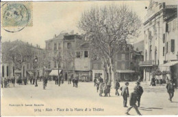 Delcampe - ALAIS Place De La Mairie Et Le Théâtre - Alès