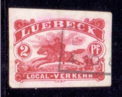 Delcampe - ALLEMAGNE POSTES PRIVEES LÜBECK 2 Pf Non Dentelé  Postier A Cheval 1888 - Pferde