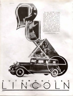Delcampe - Publicité Papier  VOITURE LINCOLN Année 1931 FEA - Werbung