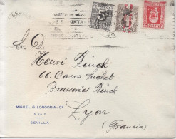 Delcampe - SEGUNDA REPULICA SEVILLA CC CON SELLOS PERFORADOS ML MIGUEL LONGORIA - Cartas & Documentos