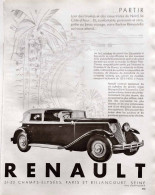 Delcampe - Publicité Papier  VOITURE MONASTELLA NERVASTELLA RENAULT  Année 1931 FEA - Werbung