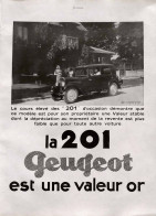 Delcampe - Publicité Papier  VOITURE PEUGEOT 201 Année 1931 FEA - Werbung