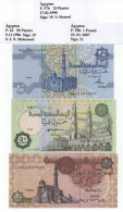Delcampe - Ägypten  25 Piaster 1990 UNC, 50 Piaster 1996 UNC, 1 Pound 2007 UNC - Egypte