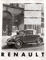 Delcampe - Publicité Papier  VOITURE RENAULT MONASTELLA Année 1931 FEA - Werbung