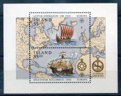Delcampe - ISLANDA 1992 FOGLIETTO EUROPA SCOPERTA DELL'AMERICA Fra.821 BIS - Neufs