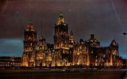 Delcampe - MEXICO - CATEDRAL DE MEXICO AT NIGHT - TRAVEL IN 1961 - EDITORIAL MEXICO - - Mexiko