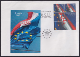 Delcampe - -+Croatia, 2013-07-01, Croatia Member Of The EU, Stamps With Labels, FDC V - Croatia