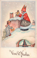 Delcampe - 5216/ Vive St. Nicolas, Sint Op Dak Bij Schoorsteen - Saint-Nicholas Day