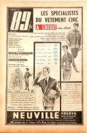 Delcampe - Publicité Papier  MODE NEUVILLE BOUSSU-LEZ-WALCOURT Mars 1956 BSO - Werbung