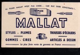 Delcampe - BUVARD MALLAT - PLUMES STYLOS GOMMES - Stationeries (flat Articles)