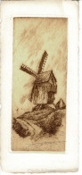 Delcampe - Ref. 45 - Dessin :  Vieux Moulin De Thivreuy Ou Thiverny ? Avec Numéro 118/200 , Lieu Inconnu ? - France . - Tekeningen