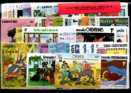 Delcampe - Lot 50 Timbres Thematique " Disney " NEUFS  (2290426)" - Disney