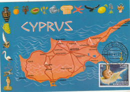 Delcampe - Grèce Carte Maximum 1984 Yvert 1563 Indépendance De Chypre - Maximumkarten (MC)