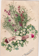 Delcampe - MUGUET     CARTE A SYSTEME    ET   FLEURS SECHEES - Blumen