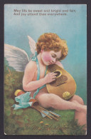 Delcampe - UNITED STATES, Postcard, Cupid With Mandolin Lute - Valentine's Day