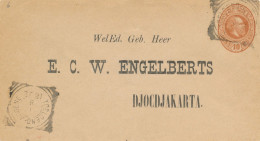 Delcampe - Nederlands Indië - 1898 - 10c Willem III, Envelop G6 - Particulier Bedrukt Engelberts Van VK Toeloeng-Agoeng Naar Djokja - Niederländisch-Indien