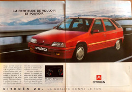 Delcampe - Publicité Papier  VOITURE CITROEN ZX Année 1991 MAG - 2 Pages - Werbung