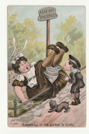Delcampe - Carte Postale Ancienne – Humour - Enfant - Femme - Chien - 1906 - Humor