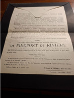 Delcampe - Charles De Pierpont De Riviere. Ne A Rivierre En 1877 Decede A Chateau D'arbre En 1929 - Décès