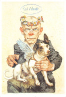 Delcampe - Art By Michael Mathias Prechtl Karl Valentin Old Man Dog With Ears Postcard B819 - Sonstige & Ohne Zuordnung