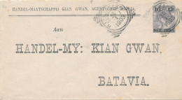 Delcampe - Nederlands Indië - 1903 - 10c Op 10c Wilhelmina, Envelop G14 - Particulier Bedrukt Kian Gwan VK Djokjakarta Naar Batavia - Niederländisch-Indien