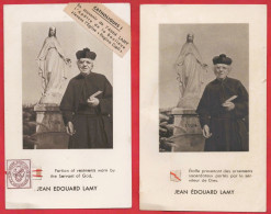 Delcampe - -- 2 IMAGES RELIGIEUSES De L'ABBE JEAN EDOUARD LAMY Avec RELIQUE Etoffe Des Ornements Portés - Images Religieuses