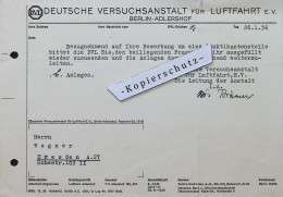 Delcampe - Deutsche Versuchsanstalt Für Luftfahrt E.V. , 1936 , Berlin Adlershof , H. Wagner In Dresden !! - Aviation