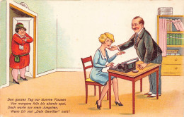 Delcampe - B132 Comic Humor Man Flirting With Secretary As Ugly Wife Watches Postcard - Humor