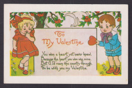 Delcampe - UNITED STATES, Postcard, To My Valentine, Children Unposted - Valentine's Day