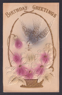 Delcampe - UNITED STATES, Postcard, Birthday Greetings, Flowers And Bird Unposted - Birthday