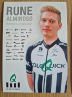 Delcampe - Card Rune Almindso - Team ColoQuick - 2018 - Cycling - Cyclisme - Ciclismo - Wielrennen - Cyclisme