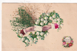 Delcampe - MUGUET      CARTE A SYSTEME  AVEC   FLEURS  SECHEES  ET AJOUTIS - Blumen