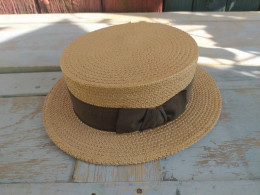 Delcampe - Chapeau Canotier Paille Chapellerie Grégoire Royan Les Bains Ca1930 - 1900-1940