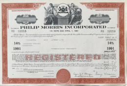 Delcampe - Rarete: 25.000 USD Philip Morris Incorporated 14 % - 1982 - Autres & Non Classés
