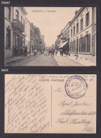 Delcampe - WWI Feldpost Postcard Quievrain Belgium Grand Rue Street Scene Shops People - Quiévrain
