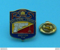 Delcampe - 1 PIN'S //  ** R.C.S / POLICIERS LIÉGEOIS / SECTION TIR / BELGIQUE ** - Policia