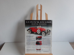 Delcampe - PUBLICITE MINIATURE " STUTZ BLACK HAWH " 1928 - Altri & Non Classificati