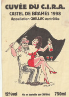 Delcampe - Etiquette De Vin (81) GAILLAC Cuvée Du C.I.R.A. Castel De Brames 1998 Pin-up Drapeau Noir Anarchie Dessin De WOLINSKI - Gaillac