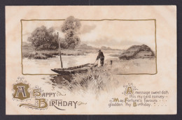 Delcampe - UNITED STATES, Postcard, Birthday Greetings, Rural Landscape With Boat - Birthday