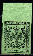 Delcampe - MODENA - 1852 - AQUILA ESTENSE - 5 CENT. - CON PUNTO DOPO LE CIFRE - MNH - Modena