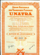 Delcampe - UNATRA - Union Nationale Des Transports Fluviaux; Action De Jouissance - Navigation