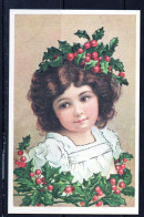 Delcampe - Illustrateurs CP Fillette Souriante Avec Du Houx Non Circulée - 1900-1949