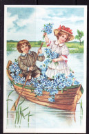 Delcampe - Illustrateurs CP Jeunes Enfants En Barque Fleurie Non Circulée - 1900-1949