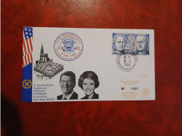 Delcampe - 1985 STRASBOURG      CACHET CONSEIL EUROPE TIMBRE BICENTENAIRE USA PRESIDENT ETATS UNIS  RONALD REAGAN - Non Classés