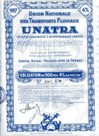 Delcampe - UNATRA - Union Nationale Des Transports Fluviaux; 4% Obligation - Navigation