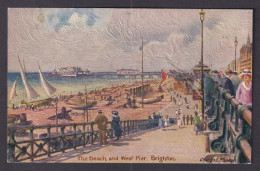 Delcampe - Vintage Postcard United Kingdom Brighton Beach And West Pier - Brighton