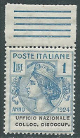 Delcampe - 1924 REGNO ENTE PARASTATALE COLLOC. DISOCCUP. 1 LIRA MNH ** - I18-7 - Zonder Portkosten